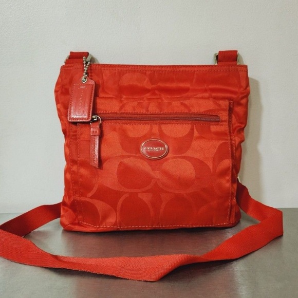 Coach Red Crossbody Bag with Signature Monogram - Picture 1 of 11